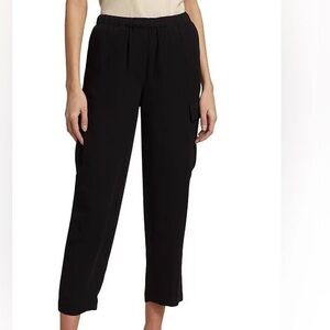 Theory Silk Black Cropped Cargo Pants